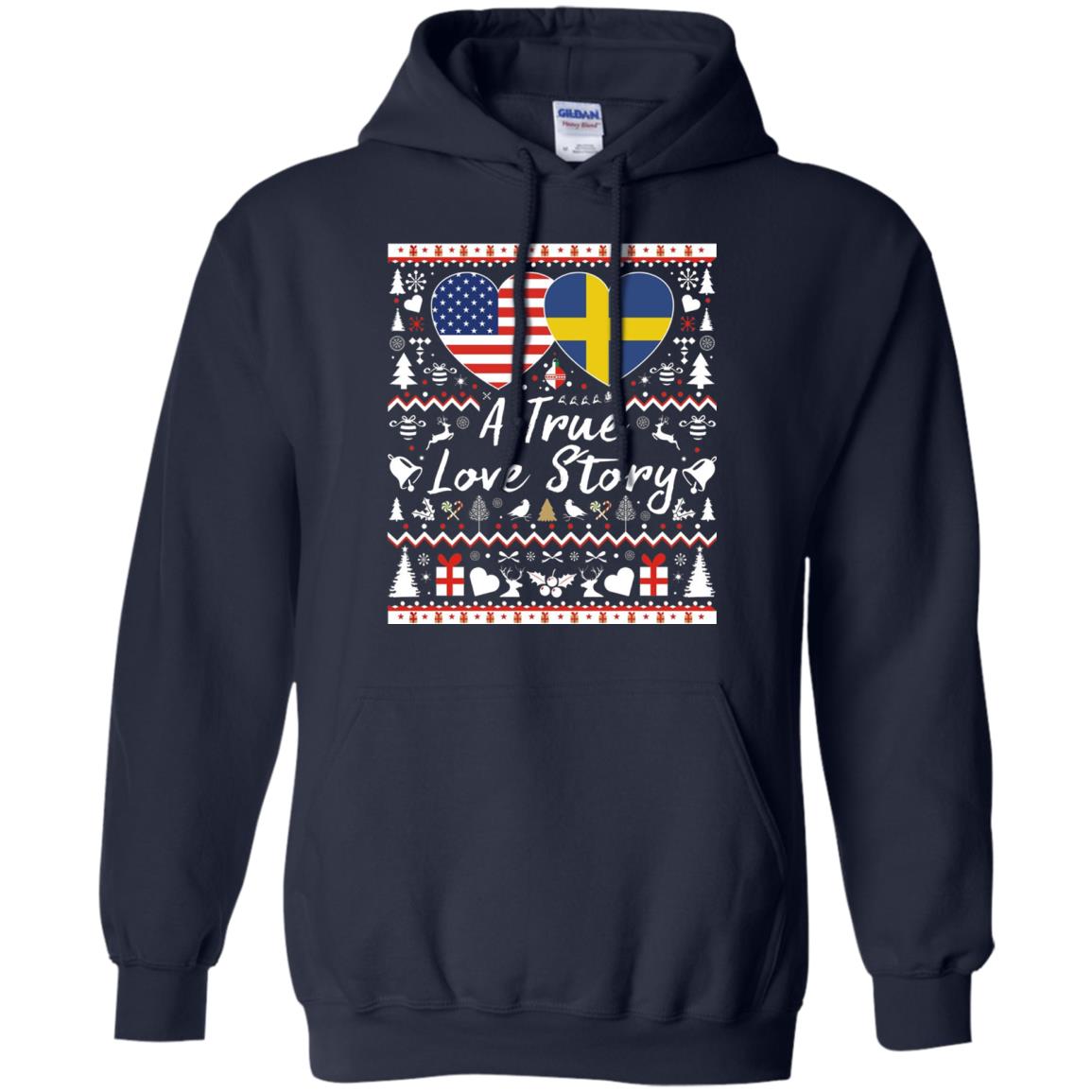 Christmas T-shirt American Swedish A True Love Story Navy