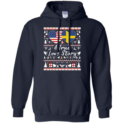 Christmas T-shirt American Swedish A True Love Story Navy