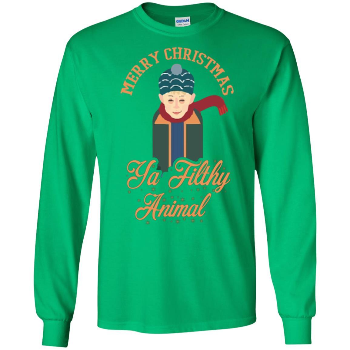Christmas T-shirt Merry Christmas Ya Filthy Animal Irish Green