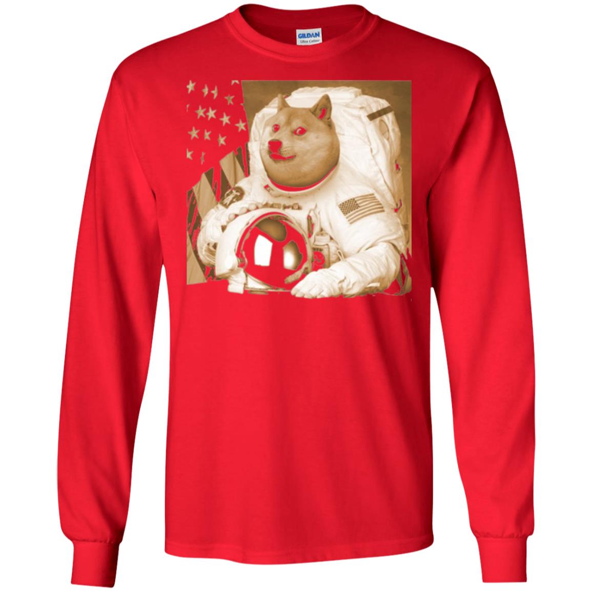 Astronomy T-shirt Dogecoin Moon Astronaut Crypto Red