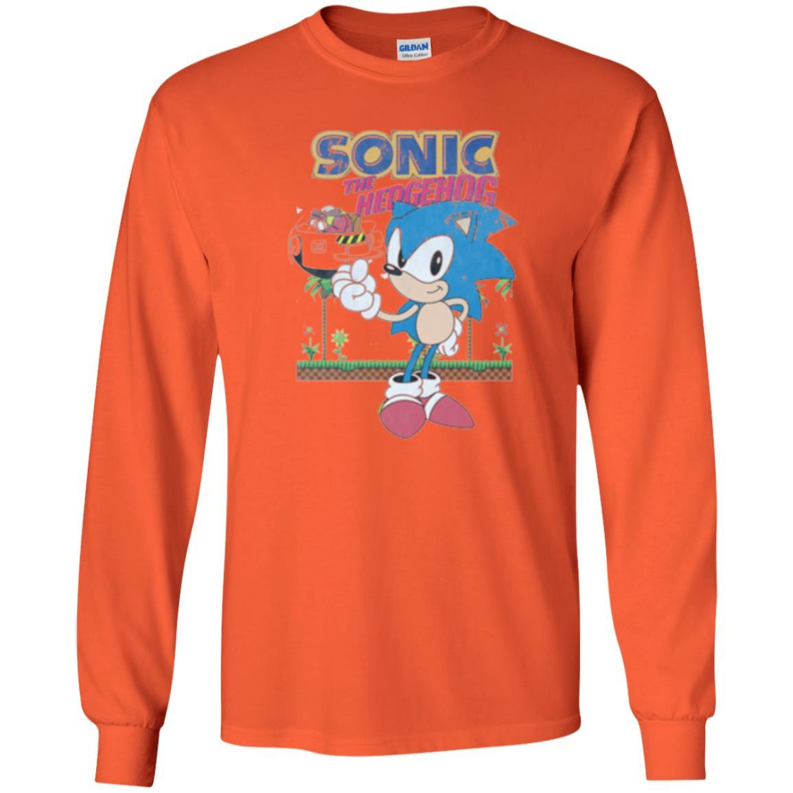 Gamer T-shirt Sega Sonic The Hedgehog Battles Dr. Eggman Robotnik Orange