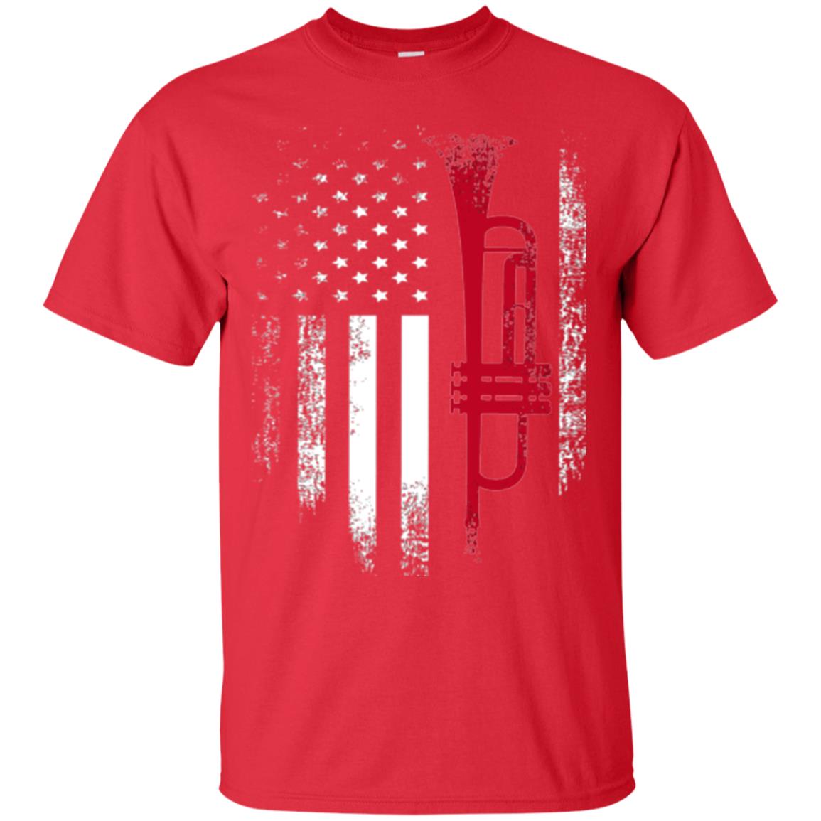 Trumpet Lovers T-shirt American Flag Red