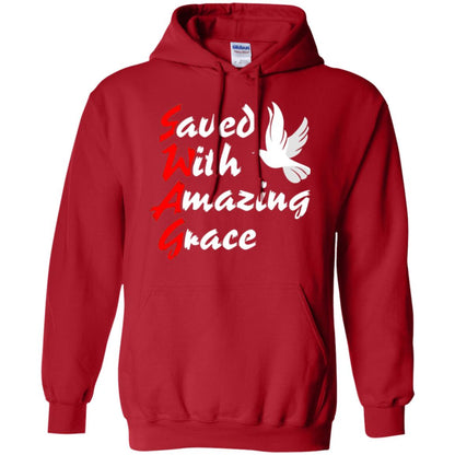 Swag T-shirt Saved With Amazing Grace Red