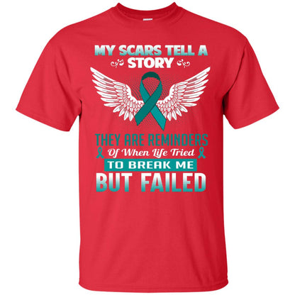My Scars Tell A Story Ovarian Cancer Awareness T-shirt Red