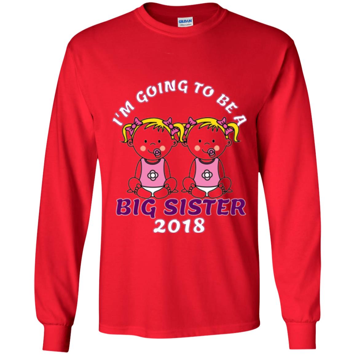 Family T-shirt I_m Going To Be A Big Sister Of Twins 2018 Red