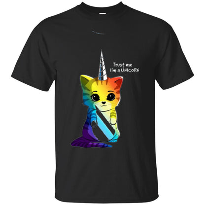 Cat Lovers T-shirt Caticorn Rainbow Trust Me I_m A Unicorn Black