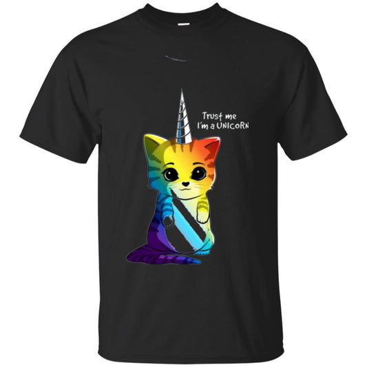Cat Lovers T-shirt Caticorn Rainbow Trust Me I_m A Unicorn Black