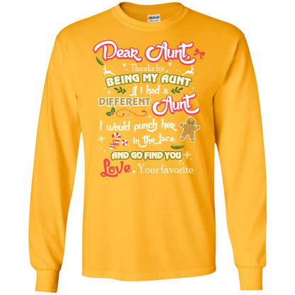 Dear Aunt Thank For Being My Aunt Christmas Holiday T-shirt Gold