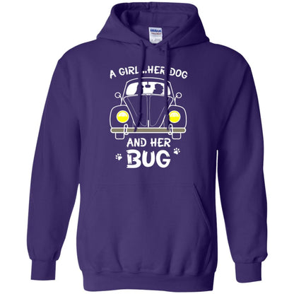 Dog Lover T-shirt A Girl Her Dog And Her Bug Purple
