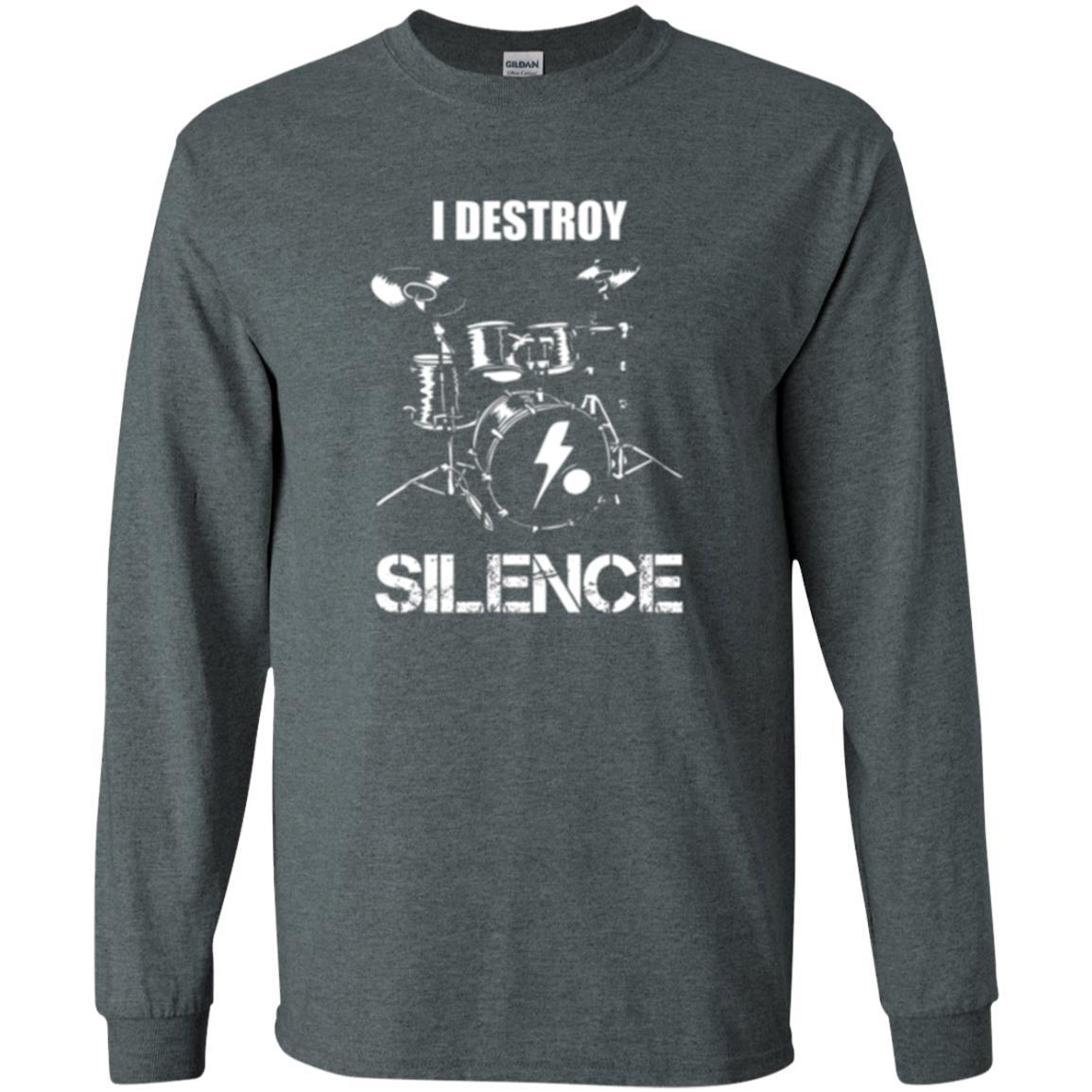 Drummer T-shirt I Destroy Silence Dark Heather