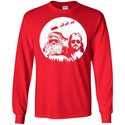 Christmas T-shirt Jesus And Santa Claus Red