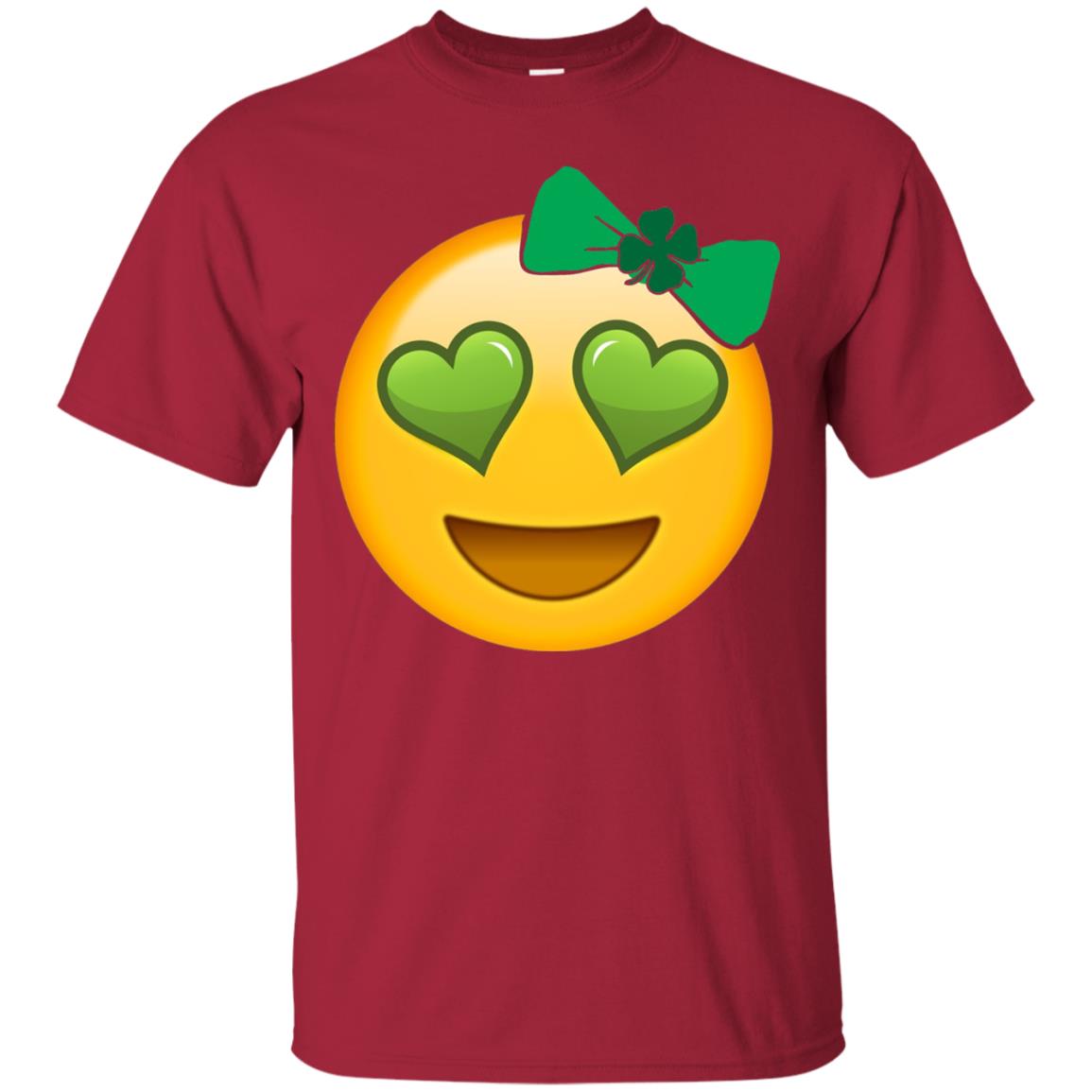 Emoji Green Heart Eyes Bow Saint Patricks Day Shirt For Girls Cardinal