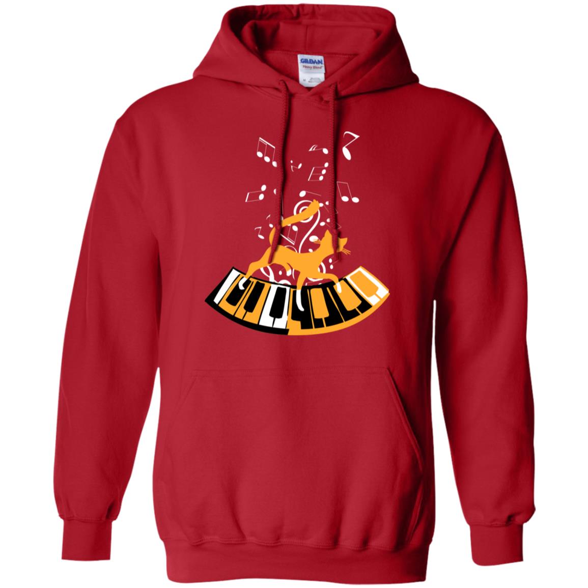 Cat Plays Piano Shirt For Mens Womens Red