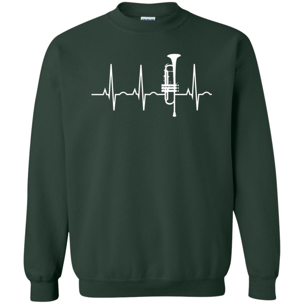 Trumpet Lovers T-Shirt Trumpet Heartbeat Forest Green