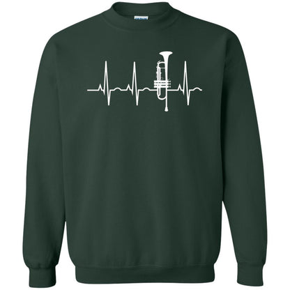 Trumpet Lovers T-Shirt Trumpet Heartbeat Forest Green