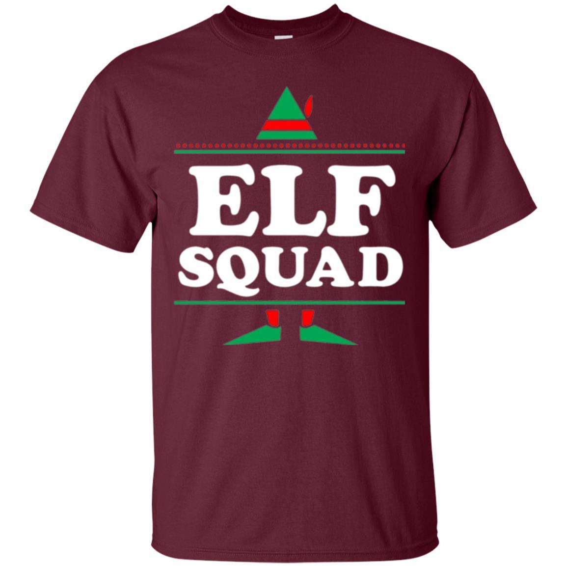 Christmas T-shirt Elf Squad Holiday Family Group Matching Maroon