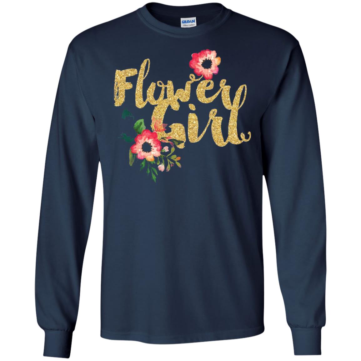 Flower Girl Bridesmaid Wedding Reception T-shirt Navy