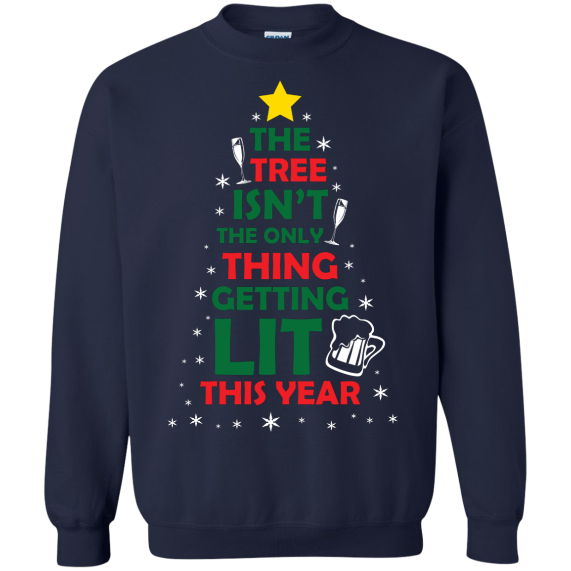 Christmas T-shirt The Tree Isn't The Only Thing Getting Lit This Year Navy