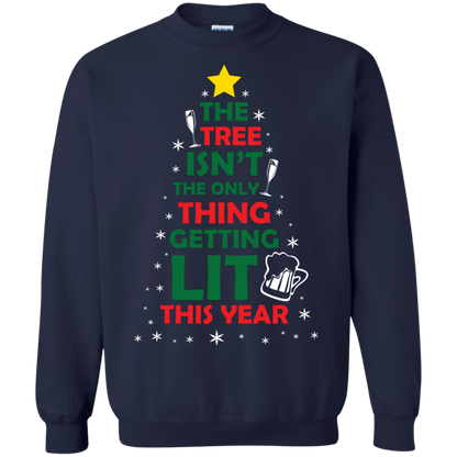 Christmas T-shirt The Tree Isn't The Only Thing Getting Lit This Year Navy