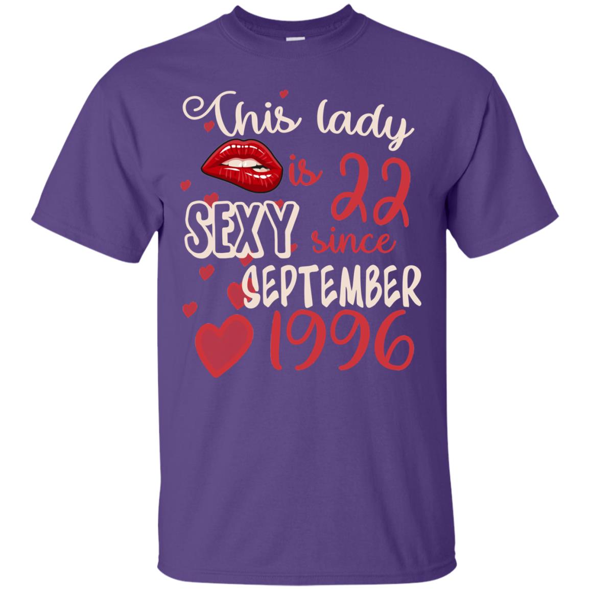 This Lady Is 22 Sexy Since September 1996 22nd Birthday Shirt For September Womens Purple