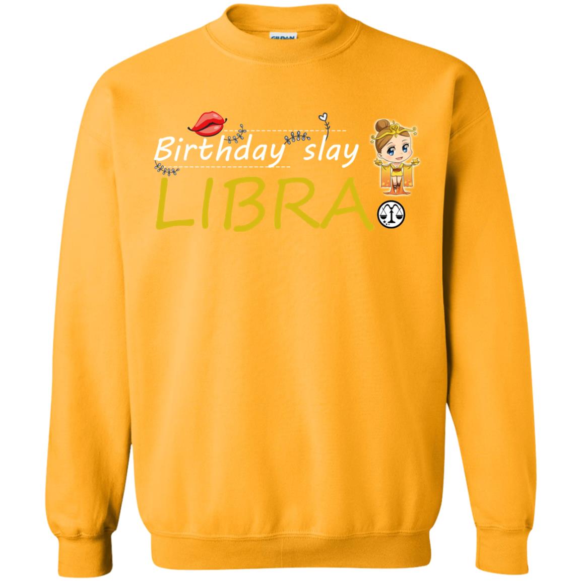 Cute Libra Girl Birthday Lip Slay T-shirt Gold