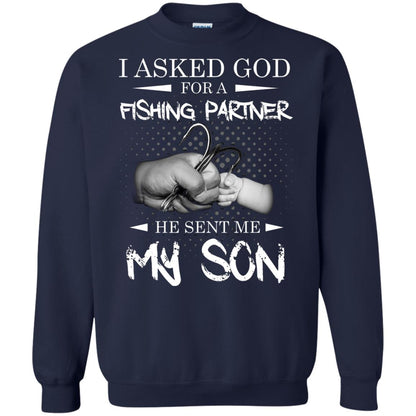 Fishing Daddy Shirt I Asked God For A Fishing Partner He Sent Me My Son Navy
