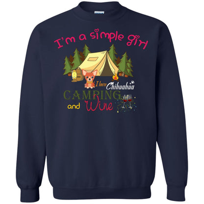 I’m A Simple Girl I Love Chihuahua Camping And Wine Shirt Navy