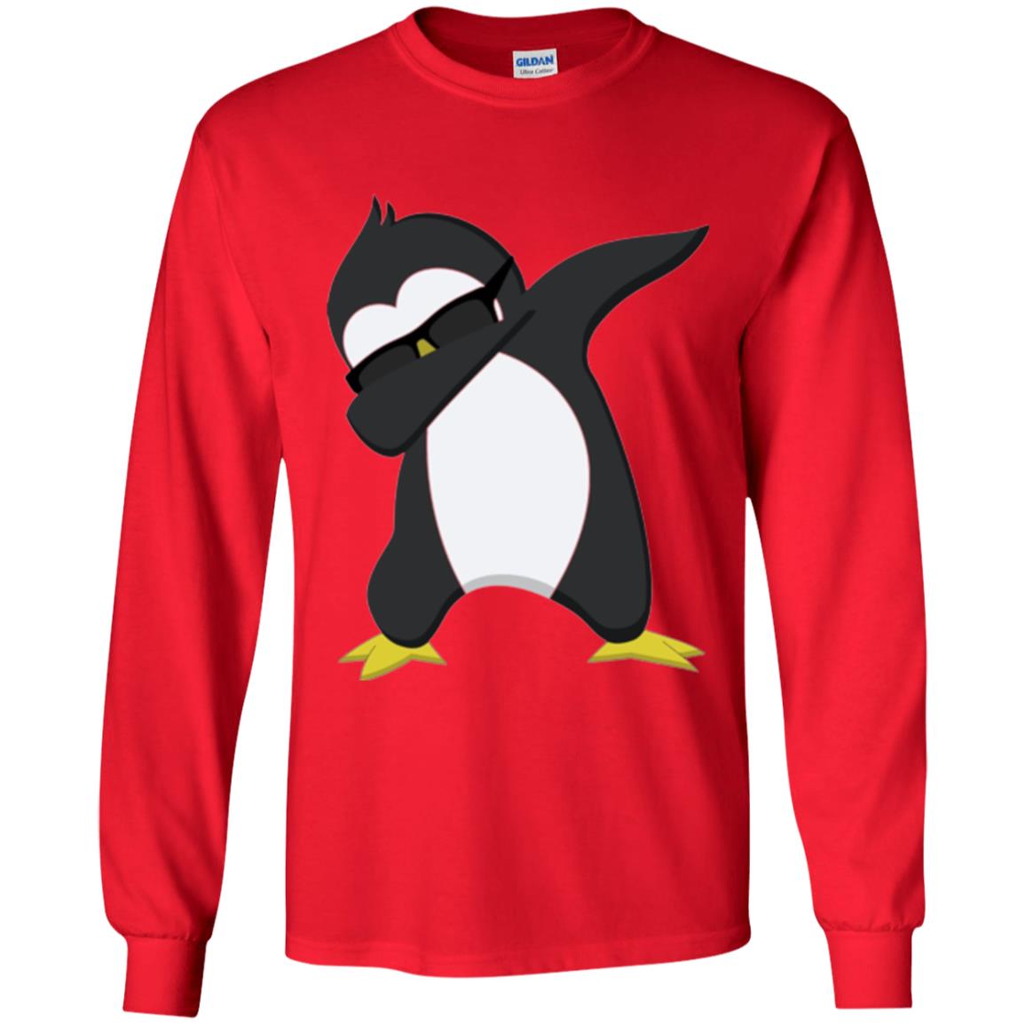 Chirstmas T-shirt Dabbing Penguin Red