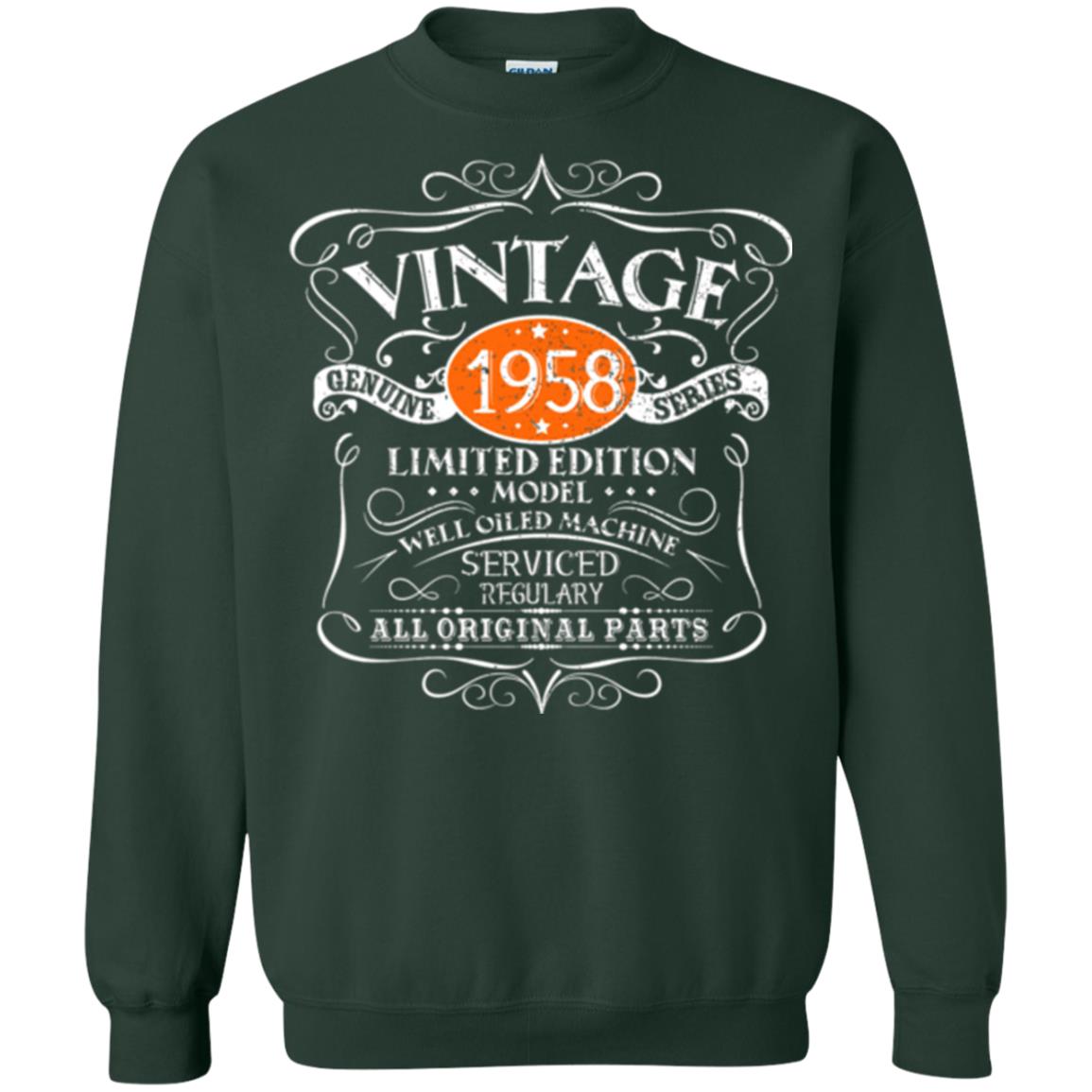 Vintage 60th Birthday T-shirt 1958 All Original Parts Forest Green