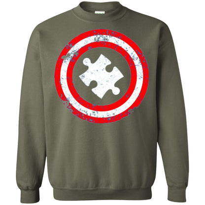 Captain Autism Superhero T-shirt Autism Awareness Military Green