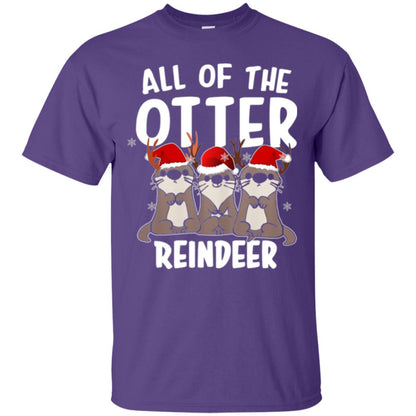 Christmas T-shirt All Of The Otter Reindeer Purple