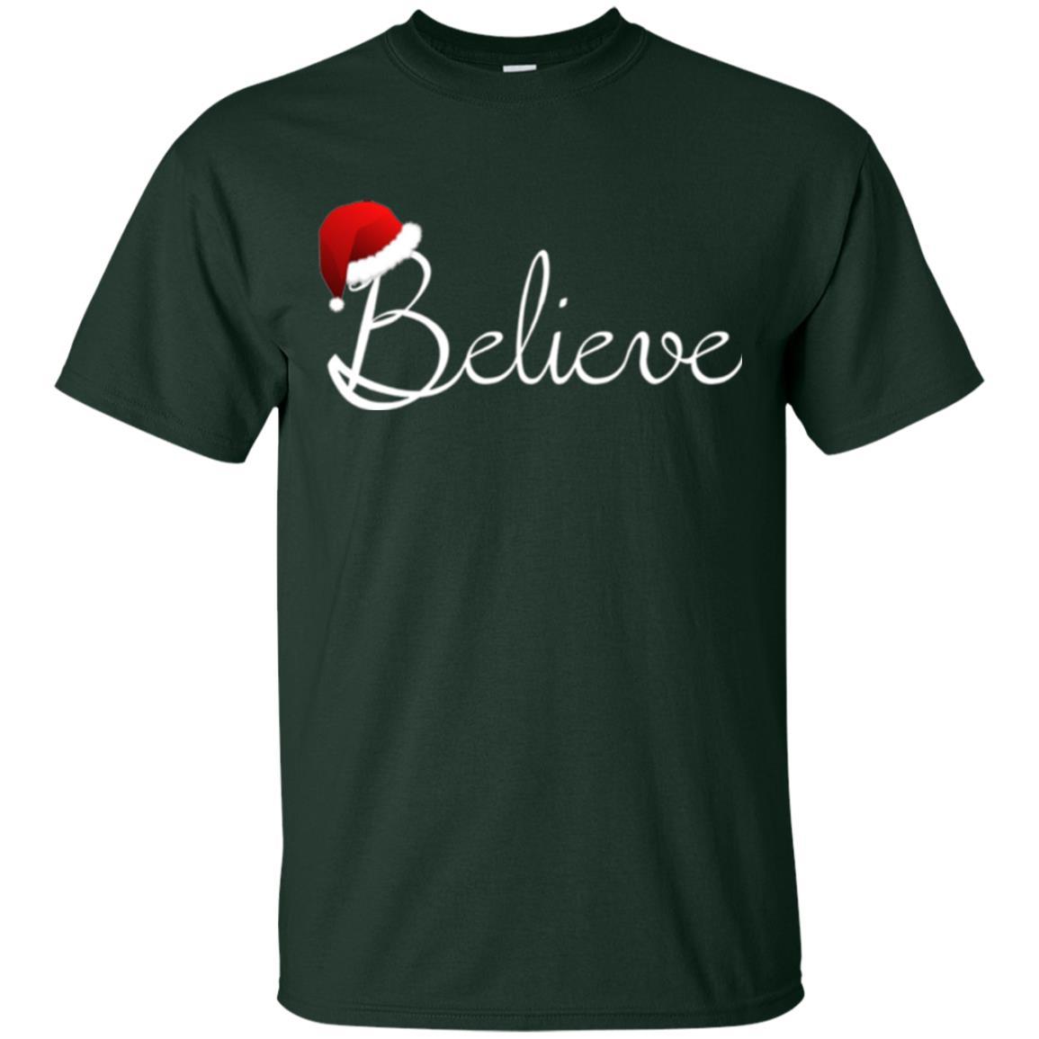 Believe Christmas Shirt - Best Santa Christmas T-shirt Forest Green