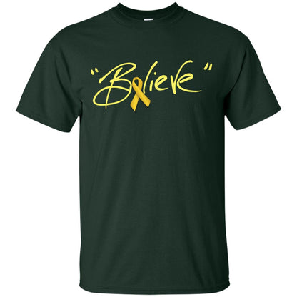 Childhood Cancer Awareness Shirt Gold Ribbon Believe Forest