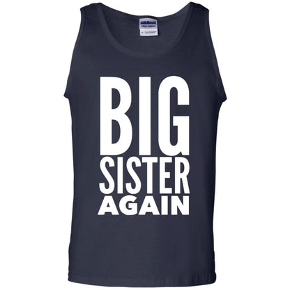 Big Sister Again Sibling Family T-shirt Navy