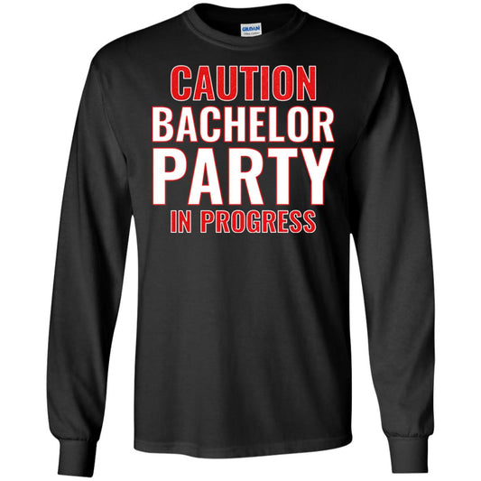 Funny Warning Caution Bachelor Party In Progress Black