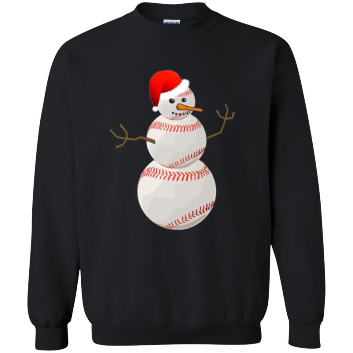 Christmas Baseball T-shirt Baseball Snowman Black
