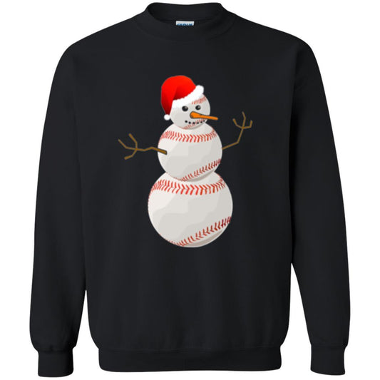 Christmas Baseball T-shirt Baseball Snowman Black