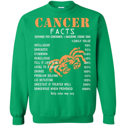 Cancer Facts 1 Awesome Zodiac Sign Gift Shirt For Cancer Horoscope Irish Green