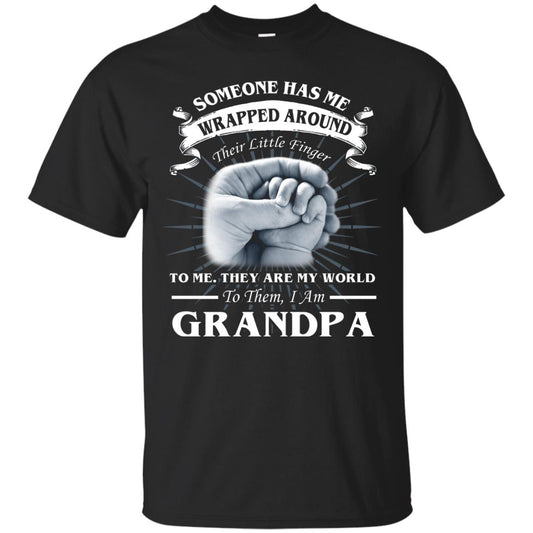They Are My World To Them I Am Grandpa Papa Shirt Black