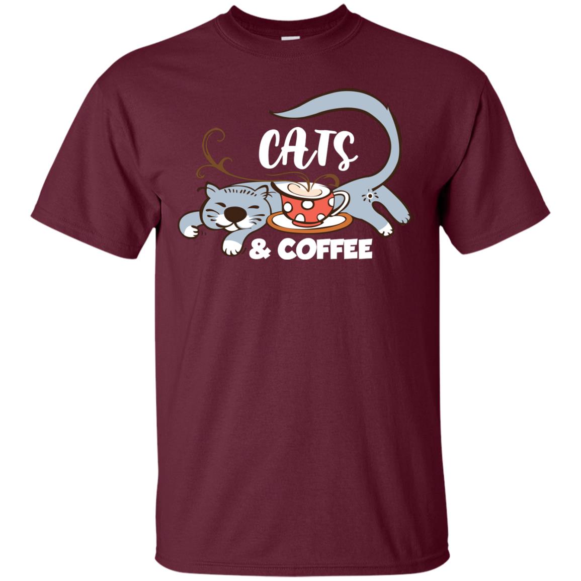 A Good Day Start With Cat And Coffee Cat Lover T-shirt Maroon