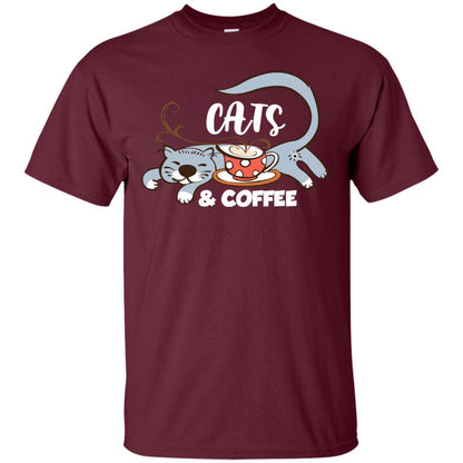 A Good Day Start With Cat And Coffee Cat Lover T-shirt Maroon