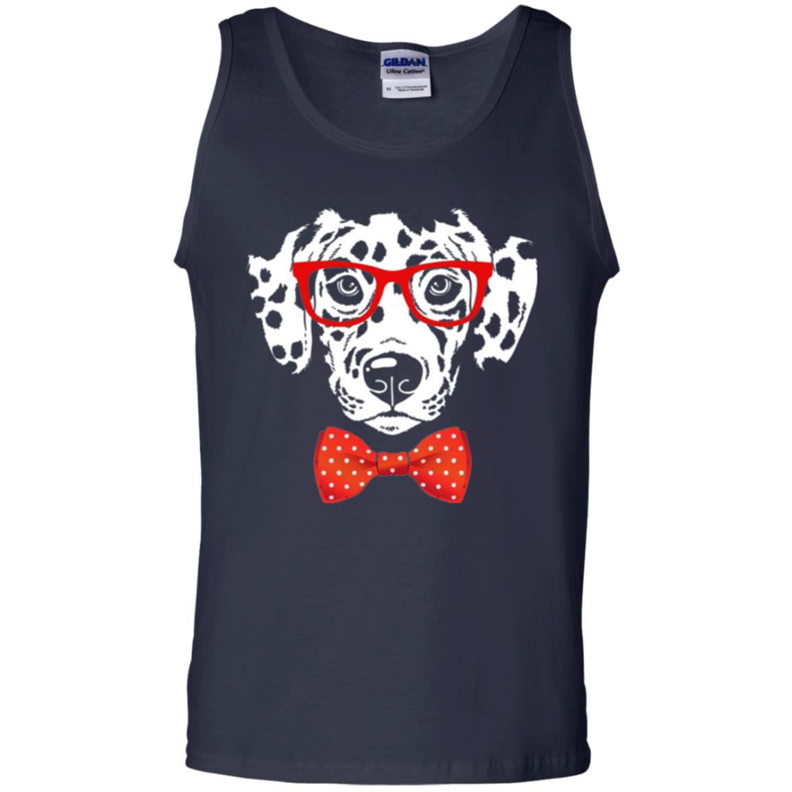 Dog Lover T-shirt Hipster Dog Dalmatian Wearing Glasses Navy