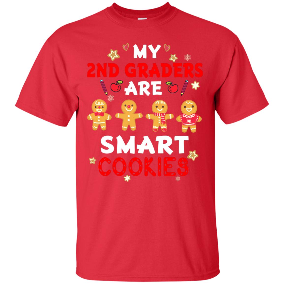 My 2nd Graders Are Smart Cookies X-mas Gift Shirt For Second Gradeteachers Red