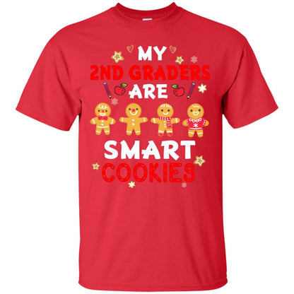 My 2nd Graders Are Smart Cookies X-mas Gift Shirt For Second Gradeteachers Red
