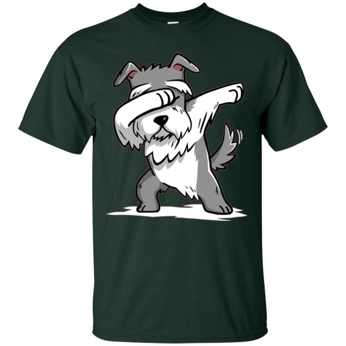 Dog Lover T-shirt Miniature Schnauzer Cute Dabbing Forest Green