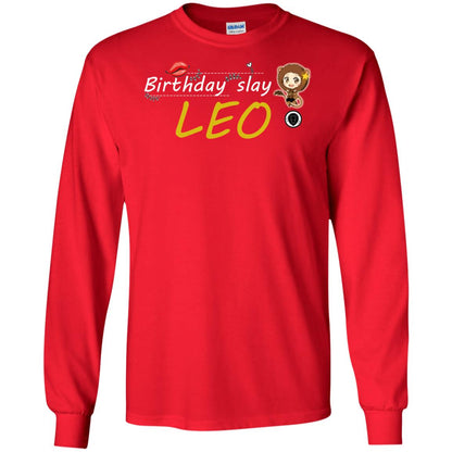 Cute Leo Girl Birthday Lip Slay T-shirt Red
