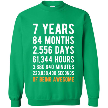 7th Birthday Shirt 7 Years Old Being Awesome Irish Green