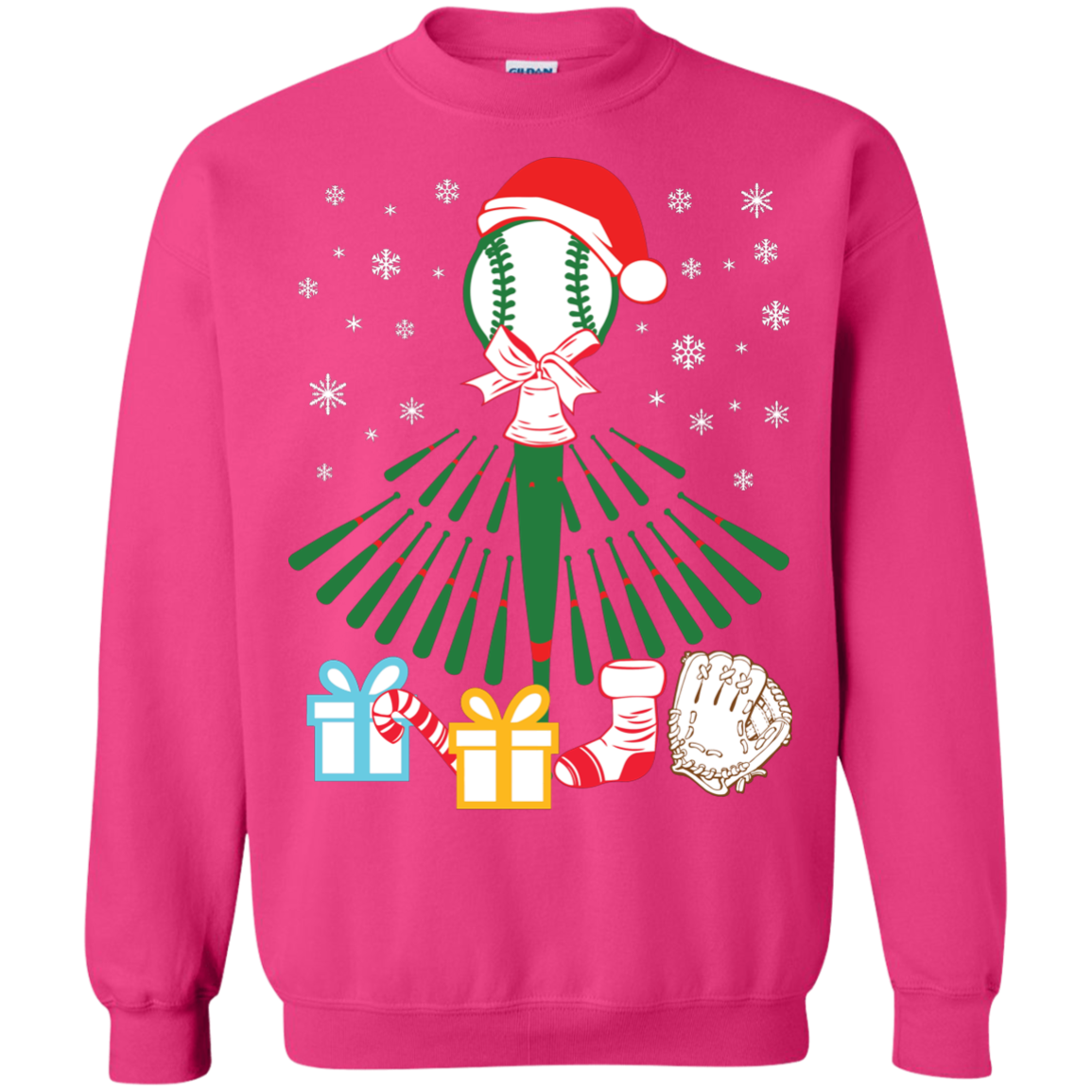 Baseball Christmas T-Shirt Heliconia