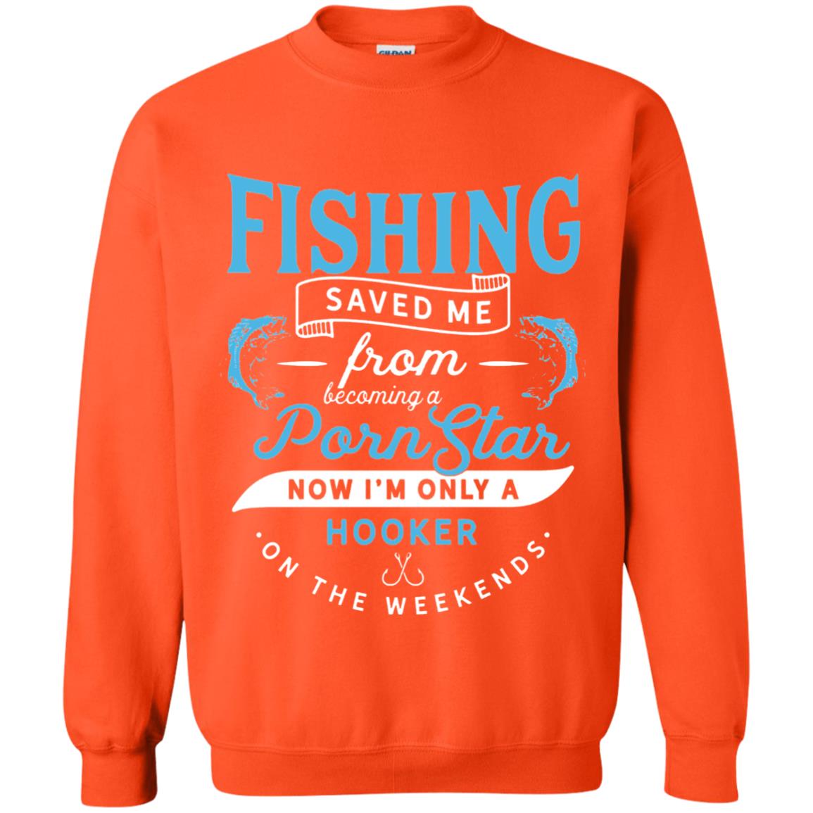 Funny Fishing Tshirts Im Only A Hooker On The Weekends Orange
