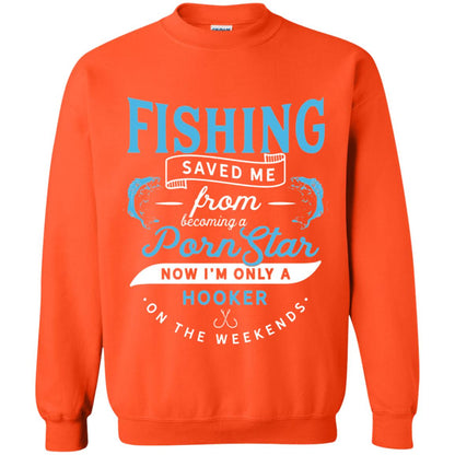 Funny Fishing Tshirts Im Only A Hooker On The Weekends Orange